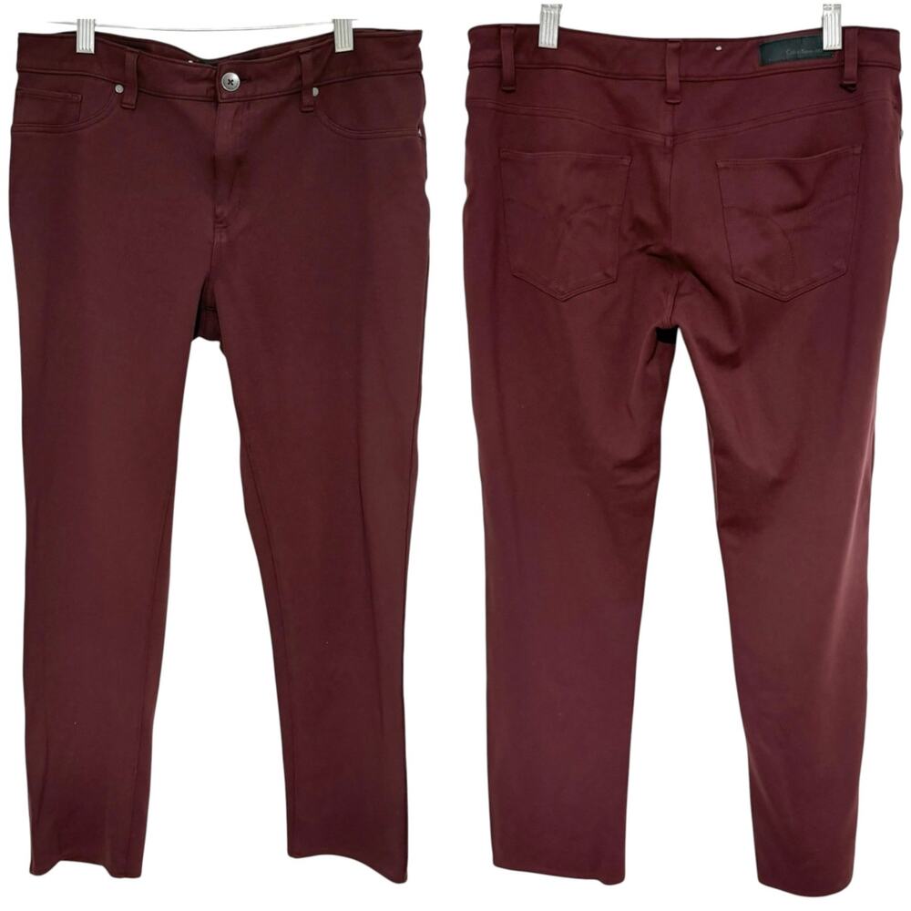 CALVIN KLEIN JEANS Stretchy Ponte Knit Pants Maroon Red Size 14 Slim Leg